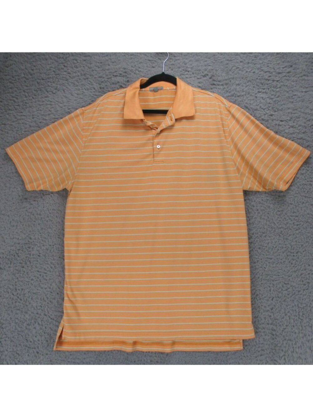 Peter Millar Shirt Mens XL Orange Striped Short Sleeve 1/4 Button *Read*